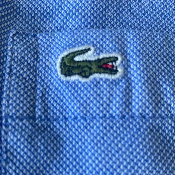 Lacoste Vintage 80s90s Men's Oxford Shirt Button Down LS Blue France Size 42 - Picture 6 of 11